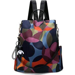 Women Black Anti-theft Backpack Nylon Travel Rucksack Lightweight Shoulder Bags